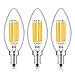 CRLight Dimmable LED Candelabra Bulb 65W Equivalent 700LM, 6 LED Filaments Real 6W LED Chandelier Light Bulbs, 2700K Warm White, E12 Base, B11 Candle Clear Glass Decorative Bulb, Pack of 3