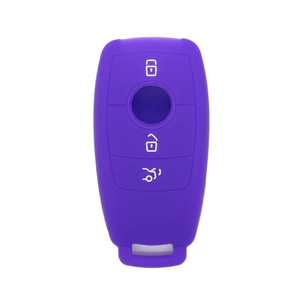 BROVACS Silicone Cover Protector Case Holder Skin Jacket Compatible with MERCEDES BENZ E Class 3 Button Smart Remote Key Fob CV4957 Deep Purple
