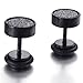 KONOV Mens Stainless Steel Carbon Fiber Stud Earrings, 8mm, Black