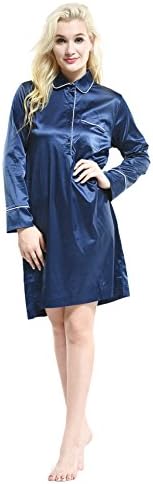 Women Pajamas Lingerie Nightshirt Nightgowns Sleepwear Tracksuits Nightwear Nightdress Sleepshirts (Free Size, 16-63066Blue)