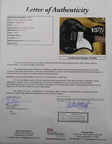 4 Signed+Paramore+Autographed+Certified+Authentic