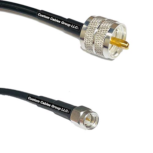 50 feet RG58 Silver Plated PL259 UHF Male to SMA Male RF Coaxial Cable