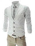 Zicac Men's Top Designed Casual Slim Fit Skinny dress Vest Waistcoat (XXL,White)