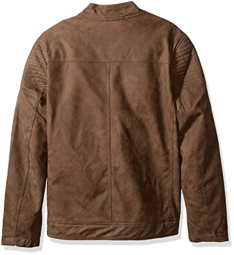Urban Republic Mens Pu Suede Faux Leather Jacket, Brown, M - Thumbnail 2