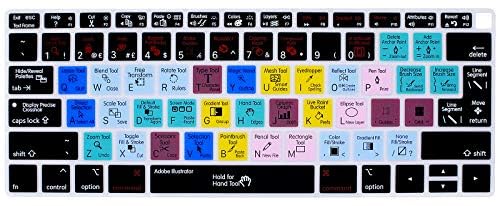 MMDW Illustrator AI Shortcuts Hotkey Keyboard Cover Compatible with MacBook Air 2018 13.3 inch A1932 with Retina Display and Touch ID Silicone Soft Protector,USA/EU Version