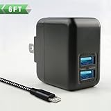 Ulimag iPhone Wall Charger 24W 3.1A Dual Port USB Travel Wall Charger Adapter with 6FT Lightning Cable Charging Cord for iPhone X, 8, 8 Plus, 7, 7 Plus, 6s, 6s Plus, 6, 6 Plus, SE, iPad (Black&White)