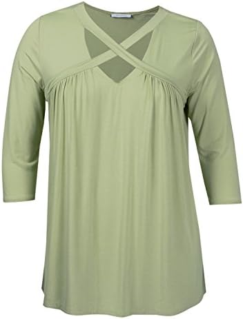 PLUSPICE Women's Plus Size Criss Cross High End Swing Long Top Made in USA Mint 1XL