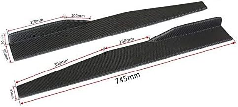 AutoTrends 2pcs Universal Carbon Big Black Car Side Skirt Rocker Splitters Winglet Wings Canard Diffuser