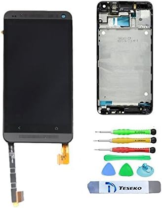 Teseko New Assembly full LCD Display + Touch Screen Digitizer With frame For HTC One 801 M7 With Free DIY Tools---Black