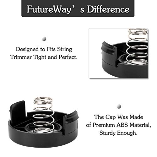 FutureWay String Trimmer Replacement Spool Line 0.065 inch 20ft, ST4500 ST1000 GE600 Compatible with Black Decker RS-136, Weed Eater String Cap 682378-02, 8 Spools + 2 Caps + 2 Springs - Thumbnail 4
