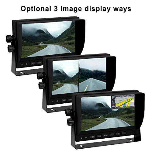 Backup Camera and Monitor Kit, Esky Dual Backup Cameras and 7" TFT LCD Monitor System Kit for Bus/Truck/Trailer/RV/Campers Waterproof Night Vision Rear View Backing Parking Reverse Camera + Monitor - Thumbnail 2