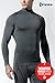 TSLA CLSL Men's Thermal Wintergear Compression Baselayer Mock Long Sleeve Shirt, Zet Zero Winter(t32) - Charcoal, Medium