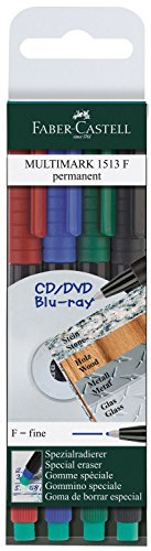 Faber-Castell Multimark Permanent F 151304 Assorted Marker Pens Pack of 4