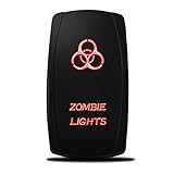 MICTUNING Laser Red ON-OFF Rocker Switch w/ Jumper Wire 5Pin 20 Amp 12 Volt LED Lights - ZOMBIE LIGHTS