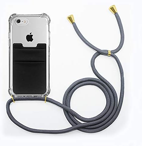 FSCOVER Mobile Phone Chain Case + Card Holder Compatible with Apple iPhone 7 / iPhone 8, Smartphone Necklace Case for hanging with chain, cord and cardholder