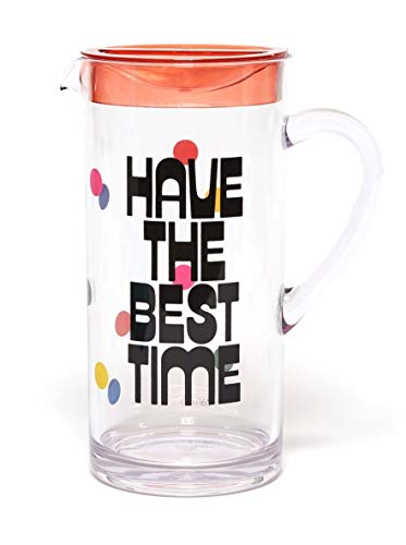 ban.do Party On Water Carafe with Handle, 57 Ounce Plastic Pitcher, have the best time