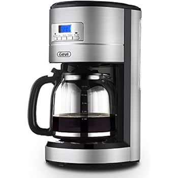 Coffee Maker Gevi 12 Cup Coffee Machine Stainless Programmable Setting Silent Operation Drip Coffeemaker with Coffee Pot and Filter for Home and Office (Stainless Steel)