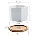 T4U 2.75 Inch White Ceramic Pots Hexagon Succulent Cactus Planter with Free Bamboo Tray for Home Decoration