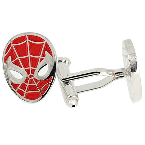Marvel Comics Spiderman Face Red Wedding Groomsman Gift Cufflinks Cuff Link Set Pair with Gift Box By Athena Sales