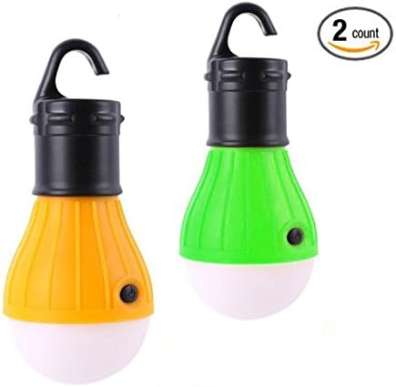 Yapping Pack Of 2 Outdoor LED Lantern for Camping Hiking Night Fishing Emergency Light Portable Bulb Battery Powered Yellow and Green