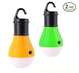 Yapping Pack Of 2 Outdoor LED Lantern for Camping Hiking Night Fishing Emergency Light Portable Bulb Battery Powered Yellow and Green