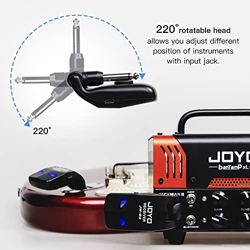 JOYO - Sistema de Guitarra inalámbrico de 2,4 GHz, 4 Canales, Receptor transmisor inalámbrico de Audio Recargable para Instrumentos eléctricos de Guitarra y bajo (JW-03)