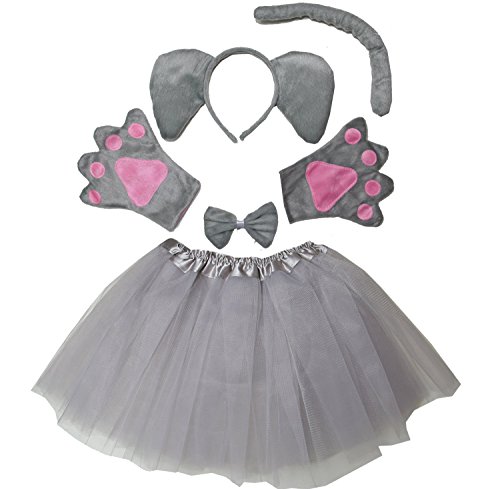 Kirei Sui Kids Elephant Costume Ears Headband Bowtie Tail Tutu Paws Set