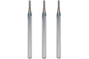 JIANXING 2mm Carbide Square End Mill for Aluminum & Copper Applications, 3-Flute, HRC 55 Deg, 2mm Cutting Diameter, 50mm Length, 4mm Shank,DLC Coating, CNC Router Bits (3 Pieces)