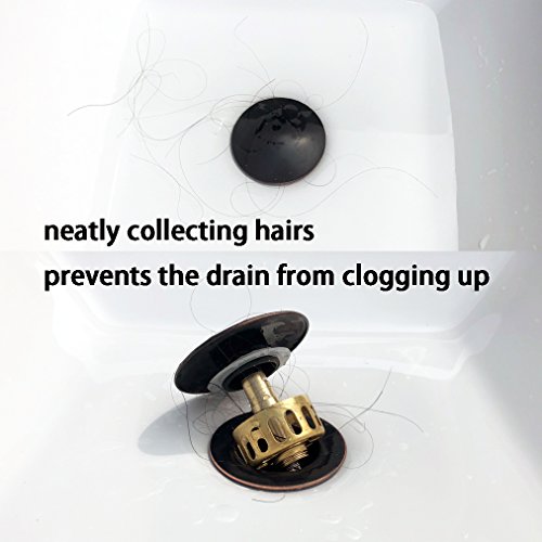 Push button drain stopper anti-clogging,pop up drin with overflow ORB/oil rubbed bronze - Thumbnail 4