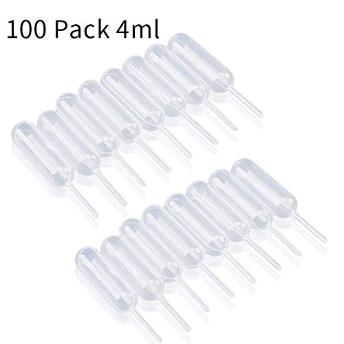 GLE2016 Clear White Plastic Liquid Dropper Pasteur Disposable Graduated Transfer Pipettes Pipetting (4ML(100 Pack))