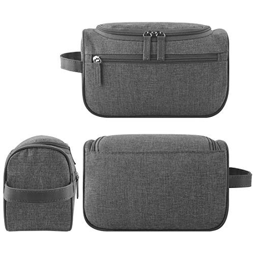 Travel Toiletry Bag - Small Portable Hanging Cosmetic Organizer for Men Women, Canvas Shaving Dopp Kit TSA Approved, Makeup, Toiletries, Shaving, Clippers and Grooming Tools, Bathroom, Shower, Gym