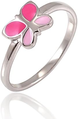 925 Sterling Silver Fuchsia Pink Little Butterfly Band Ring Children Jewelry Size 6 – Nickel Free