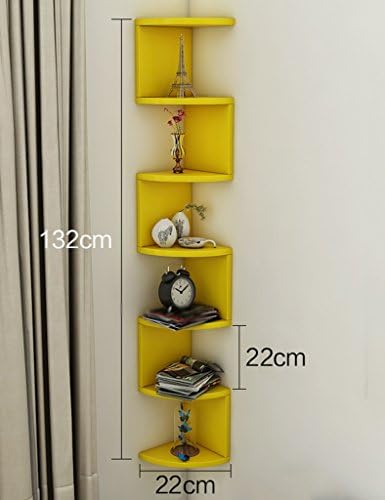 WSSF- 7 Tier Wooden Corner Bookshelf Curved Wall Hanging Floating Triangle Clapboard Shelves Creative Living Room Bedroom CD DVD Storage Unit Shelves Display Stand Bookcase Color Optional