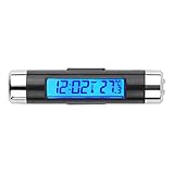 GCARTOUR Car Clock Thermometer Dash Air Vent Automotive Thermometer Time Temperature LCD Digital Backlight Calendar