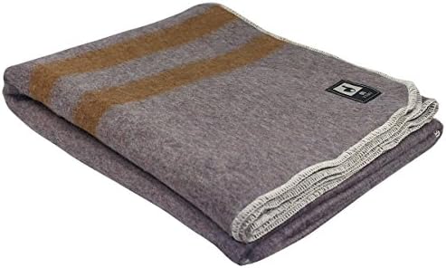 Thick Alpaca Wool Blanket (Twin, Brown/Gray - Camel Stripes)