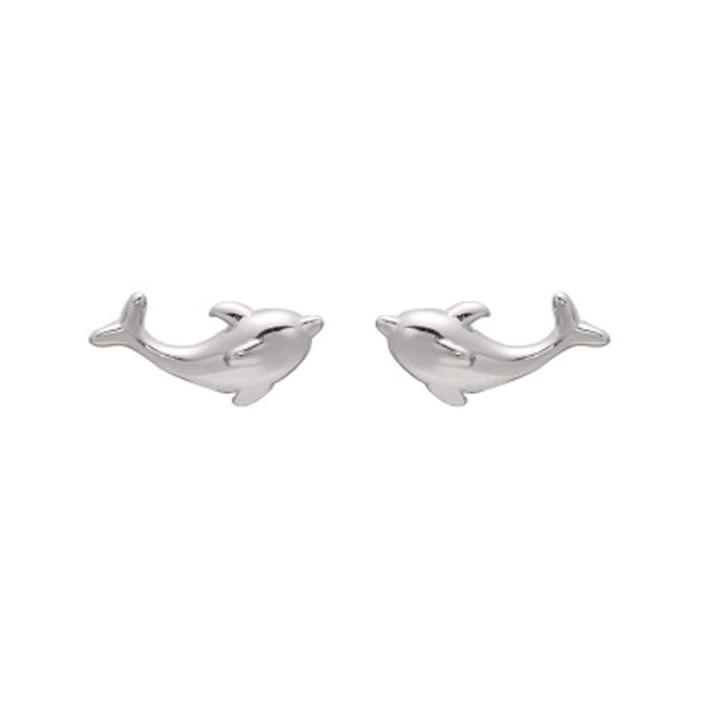 Cute Dolphin Tiny Stud Earrings 925 Sterling Silver Minimalist Animal Small Statement Earring Studs Posts for Girls Women Hypoallergenic