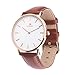 Aurora Women's Metal Retro Casual Round Dial Quartz Analog Wrist Watch with Brown Leather Band-Rose Gold
