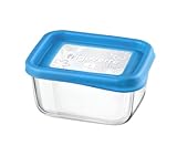 Bormioli Rocco Frigoverre Rectangle Glass Food-Storage Container with Lid, 13.50-Ounce, Blue