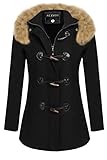 ACEVOG Women's Wool Coat Fur Trim Hooded Parka Jacket Coat Outwear