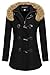 ACEVOG Women's Wool Coat Fur Trim Hooded Parka Jacket Coat Outwear