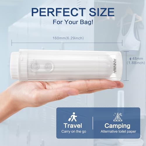 ANNWA Travel Bidet 140ML, Mini Foldable Handheld Personal Portable Bidet, IPX6 Bidet Portable with 180°Round Head, Noise Personal Bidet Toilet Handheld Bidet(شطاف المسافر)