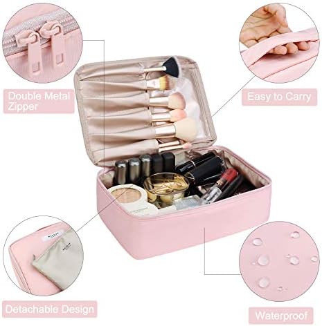 Pocmimut Makeup Bag Cosmetic Bag for Women Cosmetic Travel Makeup Bag Large Travel Toiletry Bag for Girls Make Up Bag Brush Bags Reusable Toiletry Bag(Pink) 3 Pocmimut Makeup Bag Cosmetic Bag for Women Cosmetic Travel Makeup Bag Large Travel Toiletry Bag for Girls Make Up Bag Brush Bags Reusable Toiletry Bag(Pink)