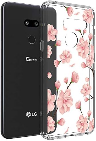 Vinve Floral Slim Case Compatible with LG G8 ThinQ, [Crystal Clear] Anti-Scratch Shockproof Cover Hard Back Panel + TPU Bumper Phone Case for LG G8 ThinQ/LG G8 (Peach Blossom)