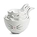 White Ceramic Cat Measuring Cups: Set of Cat Shaped Bowls - 1 Cup, 1/2 Cup, 1/3 Cup and 1/4 Cup