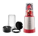 Chefman Ultimate Personal Smoothie Blender, Single Serve, Stainless Steel Blending Blade, 2 Travel Cups with Lids, Solid Storage Cover and Comfort Drinking Rim, 6 Piece - RJ28-6-SS-Red