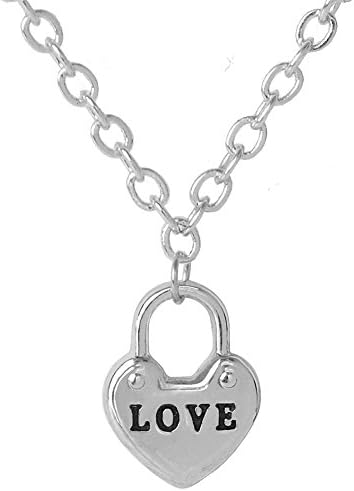 Chen Han jewelry Tiny Love Tag Heart Lock Necklace Pendant Silver Personalized Charm Necklaces For Bridesmaid Gift (silver)