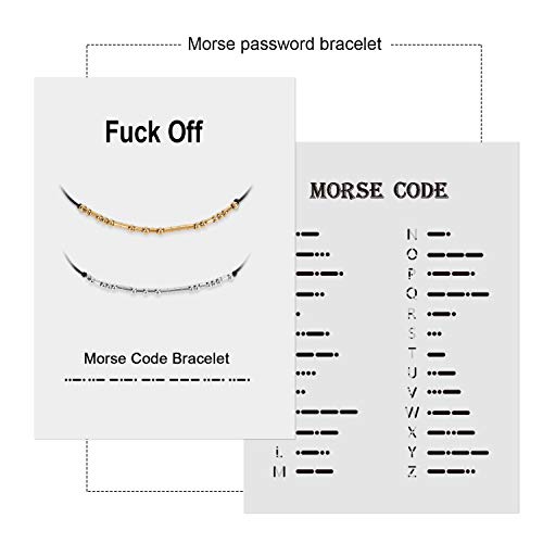 XquiziFit Morse Code Bracelet 3mm Silver Beads on Silk Cord Jewelry Gift for Women, Cute Bracelet with Special Meaning