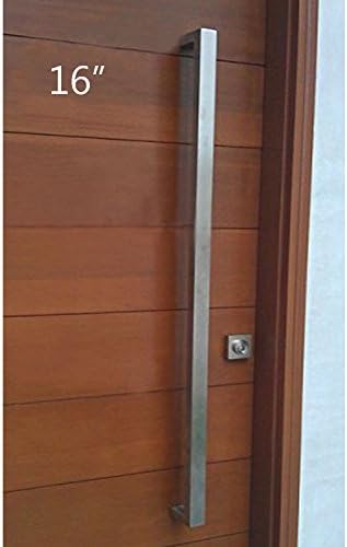 Modern &amp; Contemporary Square/Rectangle Shape 406mm / 16 inches Push-Pull Stainless-Steel Door Handle for Interior/Exterior - Satin Brushed Finish