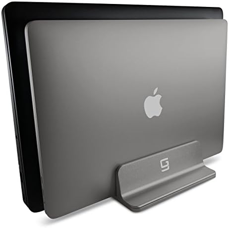 Vertical Laptop Stand, Double Desktop Stand Holder with Adjustable Dock Compatible with All laptops (Up to 20.3 inch) Updated Dual 2 Slots (Gray)