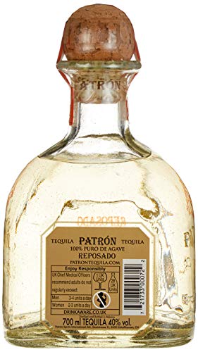 PATRÓN Reposado Premium-Tequila, 40% Vol., 70 cl/700 ml, aus 100 % besten blauen Weber-Agaven, in Mexiko in kleinen Chargen handdestilliert, 2 Monate im Eichenfass gelagert, perfekt für Margaritas – Bild 4
